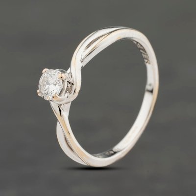 Second Hand 18ct White Gold 0.28ct Brilliant Cut Diamond Crossover Shoulders Solitaire Ring 41482475