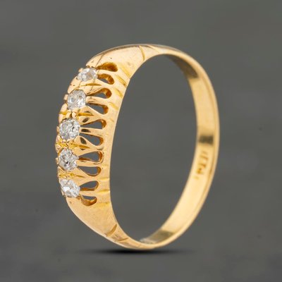 Second Hand Yellow Gold 0.20ct Diamond Boat Style Five Stone Ring 41482489