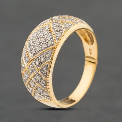 Second Hand 18ct Yellow Gold Diamond Pave Style Band Dress Ring 41482497