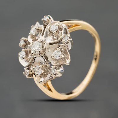 Second Hand 9ct Yellow Gold 0.30ct Brilliant Cut Diamond Flower Cluster Ring 41482645