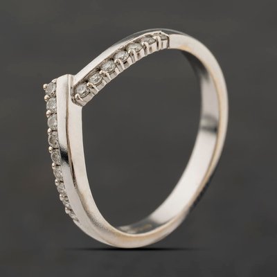Second Hand 18ct White Gold 0.33ct Brilliant Cut Diamond Wishbone Ring 41482747