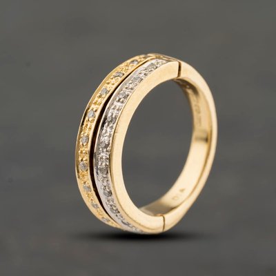 Second Hand 9ct Yellow Gold 0.10ct Diamond Two Row Ring 41482792