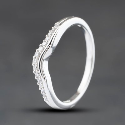 Second Hand 18ct White Gold 0.10ct Brilliant Cut Diamond Wishbone Ring 41482829