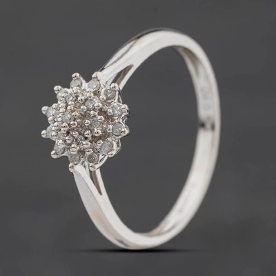 Second Hand 9ct White Gold 0.10ct Diamond Flower Cluster Ring 41482854