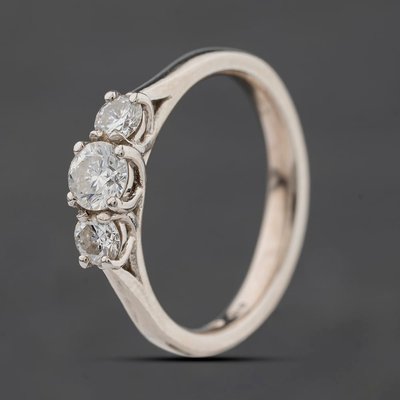 Second Hand Platinum 0.60ct Brilliant Cut Diamond Three Stone Ring 41482868