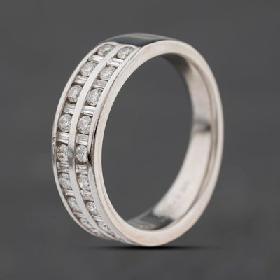 Second Hand 18ct White Gold 0.50ct Brilliant Cut Diamond Two Row Ring 41482899