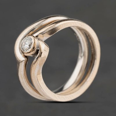 Second Hand 18ct White Gold 0.20ct Brilliant Cut Diamond Rubover Bridal Ring Set 41482917