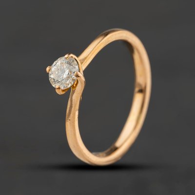 Second Hand 18ct Yellow Gold Certificated 0.40ct Brilliant Cut Diamond Twist Solitaire Ring 41482944