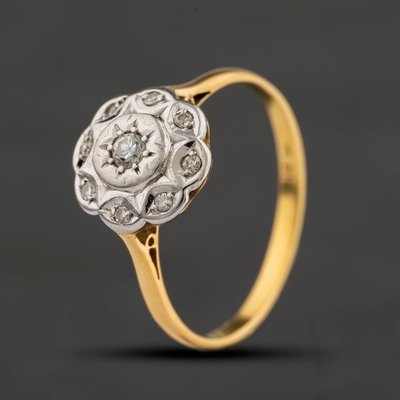 Second Hand Vintage Yellow Gold 0.15ct Diamond Round Cluster Ring 41482962
