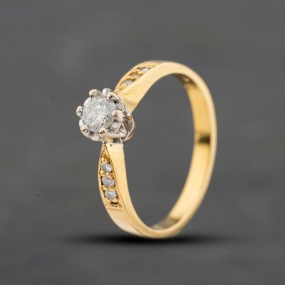 Second Hand 18ct Yellow Gold 0.33ct Brilliant Cut Diamond Shoulder Set Solitaire Ring 41482981
