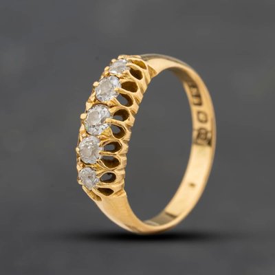 Second Hand 18ct Yellow Gold 0.55ct Diamond Boat Five Stone Ring 41483020