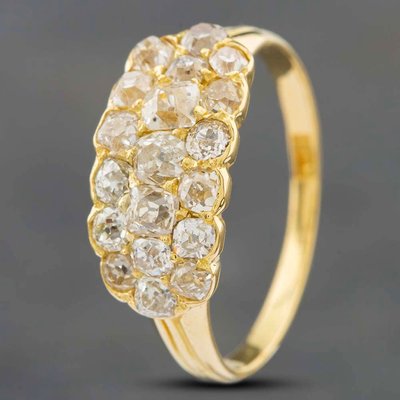 Second Hand Vintage Yellow Gold Diamond Three Row Dress Ring 4148889