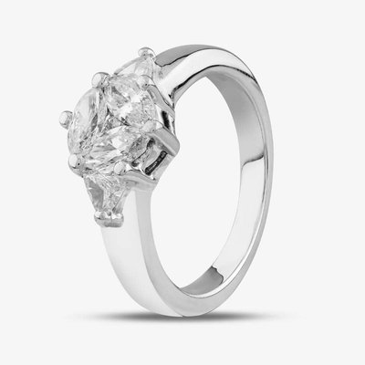 Second Hand 18ct White Gold 1.20ct Diamond Marquise Brilliant And Trillian Cut Cluster Ring 41482627