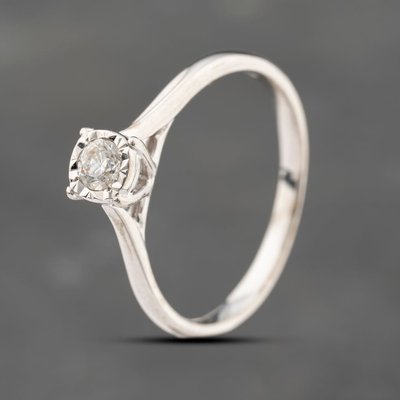 Second Hand 9ct White Gold 0.17ct Brilliant Cut Diamond Solitaire Ring