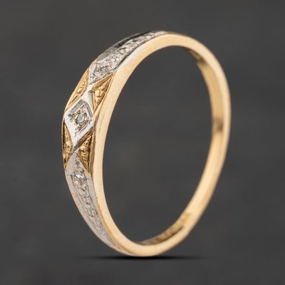 Second Hand 9ct Two Colour Gold Diamond Band Ring 41671614