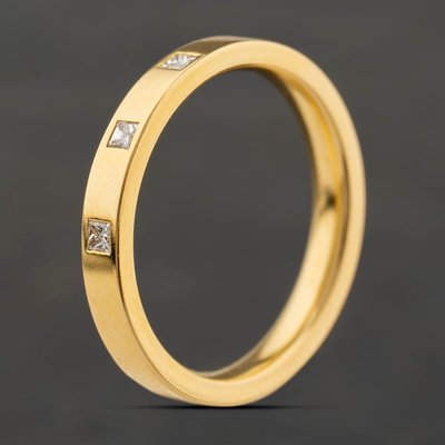 Second Hand 18ct Yellow Gold 0.12ct Princess Cut Diamond Flat 2.9mm Wedding Ring 41871446