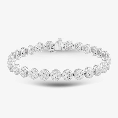 Second Hand 14ct White Gold 5.00ct Brilliant Cut Diamond Cluster Bracelet 4307124
