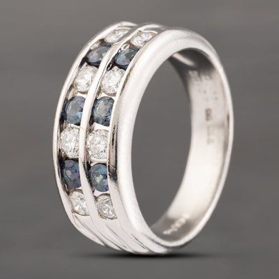 Second Hand Platinum 0.41ct Alexandrite & 0.57ct Brilliant Cut Diamond Two Row Ring 43091026