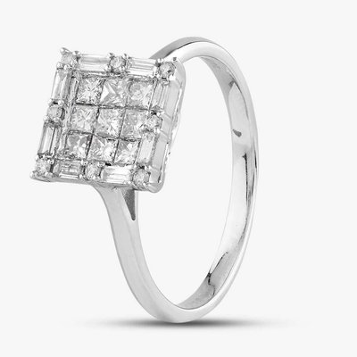 Second Hand 14ct White Gold 0.65ct Diamond Cluster Ring 431201035
