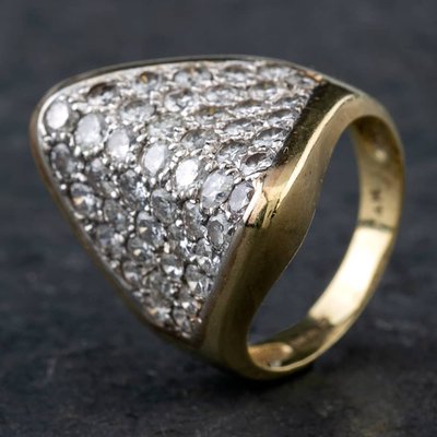 Second Hand 9ct Yellow Gold Brilliant Cut Diamond Multi Row Pyramid Design Pave Set Fancy Ring 4312062