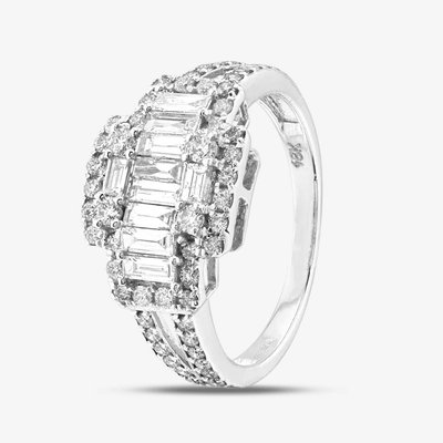 Second Hand 18ct White Gold Baguette & Brilliant Cut Diamond Fancy Dress Ring 43121084