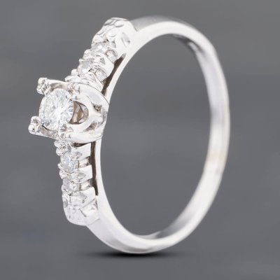 Second Hand 9ct White Gold 0.12ct Brilliant Cut Diamond Solitaire Ring 43121093