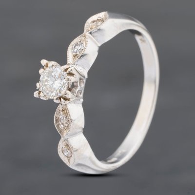 Second Hand 9ct White Gold 0.23ct Brilliant Cut Diamond Solitaire Ring 43121116