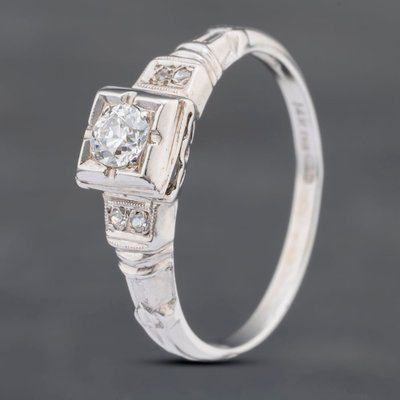 Second Hand 14ct White Gold 0.19ct Brilliant Cut Diamond Solitaire Ring 43121126