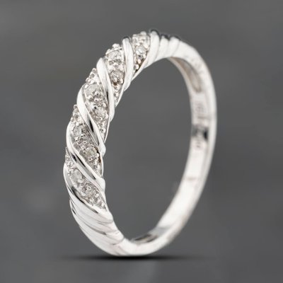 Second Hand 9ct White Gold 0.10ct Diamond Half Eternity Ring 43121305