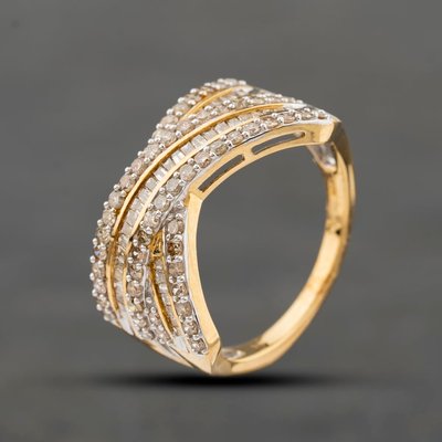 Second Hand 9ct Yellow Gold 1.00ct Diamond Six Row Crossover Ring 43121333