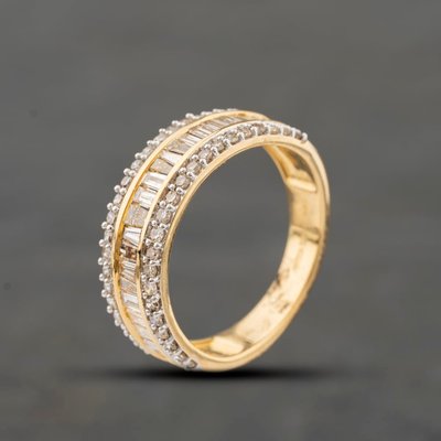 Second Hand 14ct Yellow Gold 1.00ct Diamond Three Row Ring 43121336