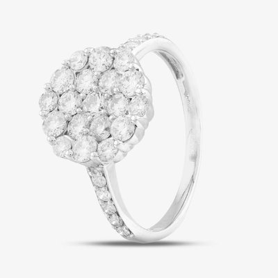 Second Hand 18ct White Gold 1.00ct Brilliant Cut Diamond Flower Cluster Ring 4312338