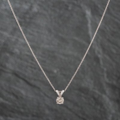 Second Hand White Gold 0.50ct Brilliant Cut Diamond Pendant & 18 Inch Trace Chain 4314211