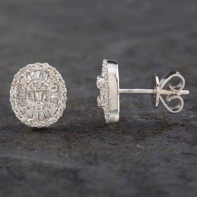 Second Hand 14ct White Gold 0.60ct Diamond Oval Stud Earrings 43170128
