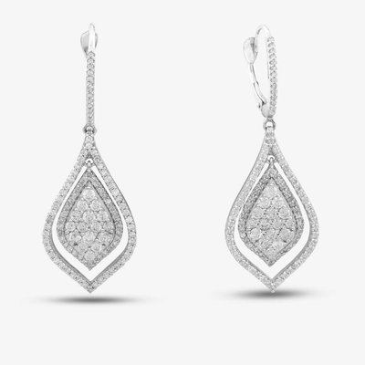 Second Hand 14ct White Gold 1.50ct Brilliant Cut Diamond Pear Shaped Dropper Earrings 43171049