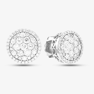 Second Hand 14ct White Gold Brilliant Cut Diamond Round Stud Earrings 43171175
