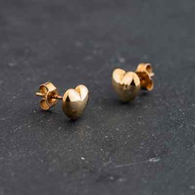 Second Hand Yellow Gold 7mm Heart Stud Earrings