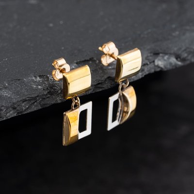 Second Hand Two Colour Gold 19mm Dropper Earrings