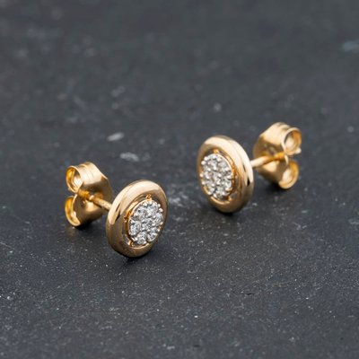 Second Hand 9ct Yellow Gold 0.15ct Brilliant Cut Diamond Round Cluster Stud Earrings 43171456