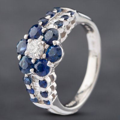 Second Hand Platinum 1.40ct Sapphire & 0.40ct Diamond Cluster Ring 43361118