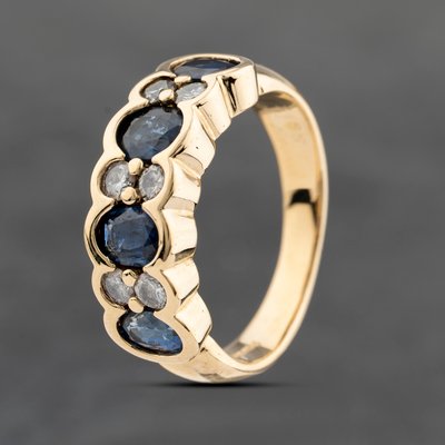 Second Hand 18ct Yellow Gold 1.85ct Sapphire & 0.40ct Brilliant Cut Diamond Set Band Ring 43361167