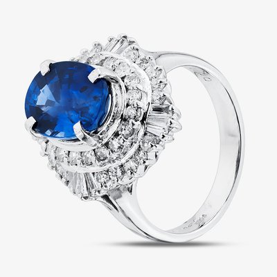 Second Hand Platinum 3.28ct Sapphire & 1.00ct Diamond Oval Cluster Ring 43361200