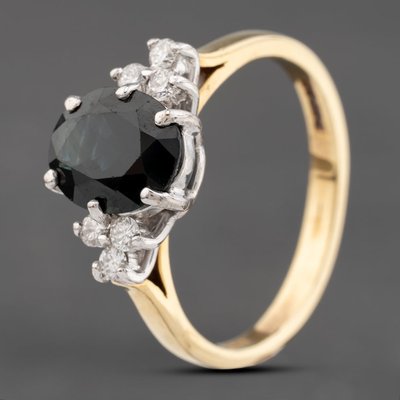 Second Hand 18ct Yellow Gold Sapphire & 0.15ct Brilliant Cut Diamond Seven Stone Ring 43361206