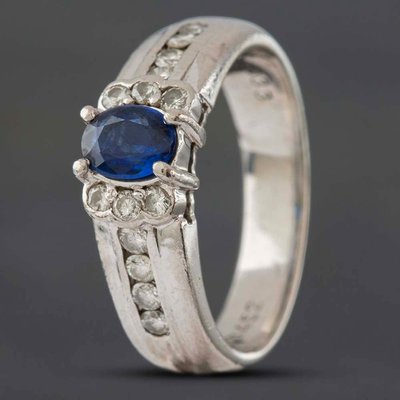 Second Hand Platinum 0.45ct Sapphire & 0.33ct Brilliant Cut Diamond Dress Ring 433615797