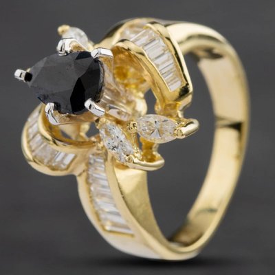 Second Hand 18ct Yellow Gold Sapphire & Diamond Abstract Cluster Ring 4336299