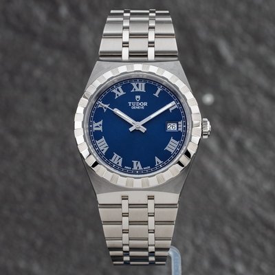 Second Hand Tudor Mens Royal Blue Dial Silver Bracelet Watch 28500