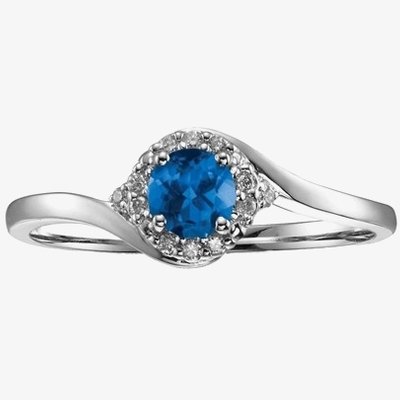 9ct White Gold Sapphire and Diamond Twist Cluster Ring 51Z82WG/10 SAPH Q