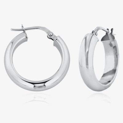 9ct White Gold 19mm Polished Hoop Earrings