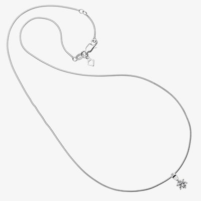 Silver Round Clear Cubic Zirconia 6 Claw Pendant