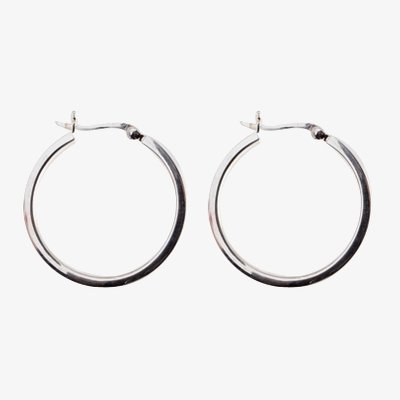 Silver 30mm Square Tube Hoop Earrings